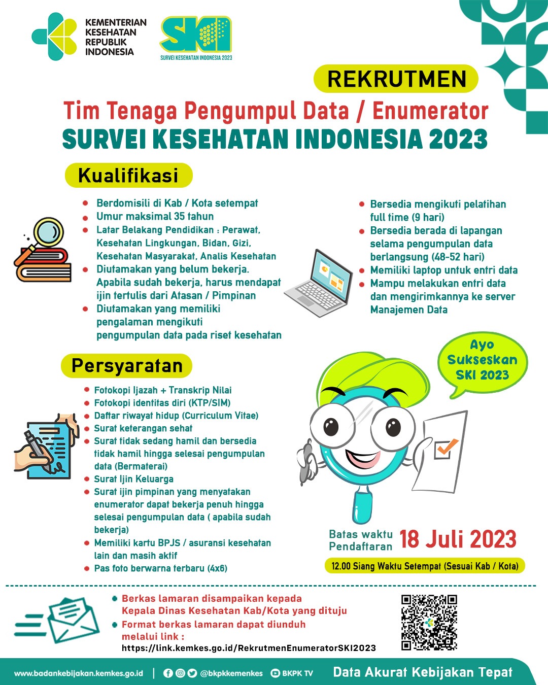 Rekrutmen Enumerator Survei Kesehatan Indonesia 2023