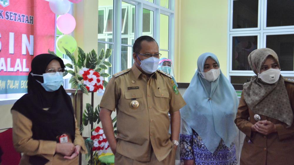 Kadinkes Riau, Buapti Kep. Meranti melihat Pencanangan Vaksinasi di Puskesmas Anak Setatah